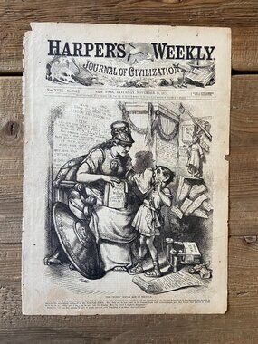 Harpers Weekly, Thomas Nast, Wood Engraving, Political Cartoon